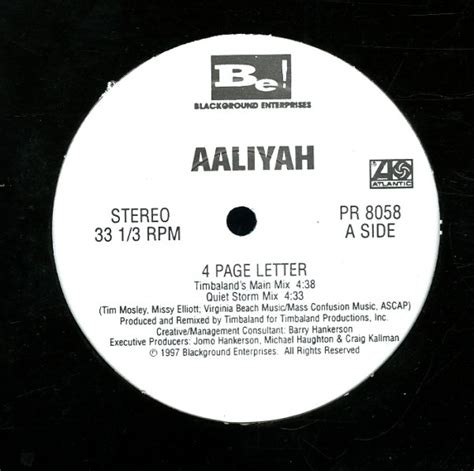 Aaliyah 4 Page Letter Album Acapella Timbalands Main Mix