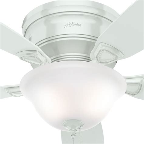 48 Inch Hunter Fan Low Profile Ceiling Fan With Light White Finish