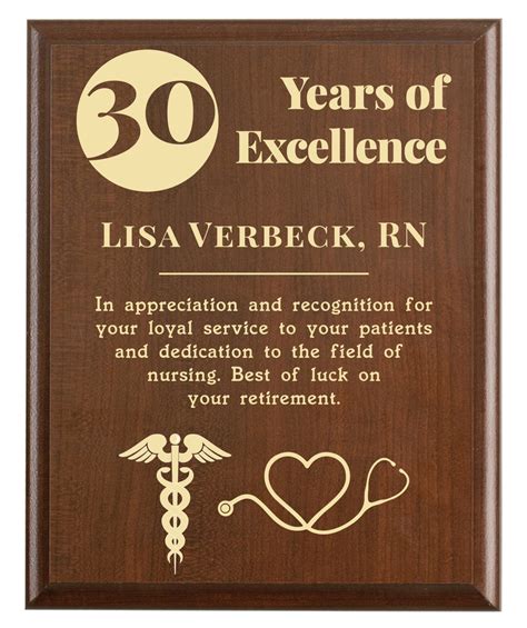 Nurse Retirement Award Engraved Plaque For Nursing Retiring Etsy