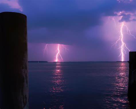 Lightning Over Sea Storm Clouds 2017 Nature Hd Wallpaper Preview
