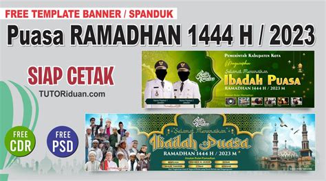 Free Desain Banner Spanduk Puasa Ramadhan 1444h 2023 Cdr And Psd