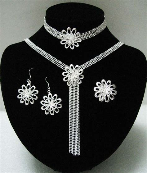 Hot Selling 925 Sterling Silver Flower Jewelry Set 925 Silver Jewelry