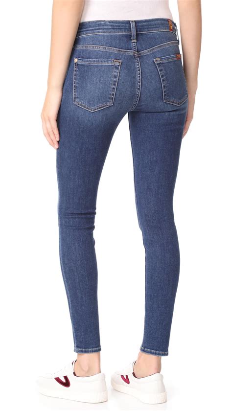 Lyst For All Mankind The Ankle Skinny Jeans With Released Pockets
