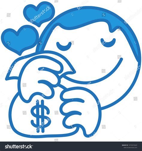 Emoji Greedy Man Surrounded By Flying Stock Vector Royalty Free