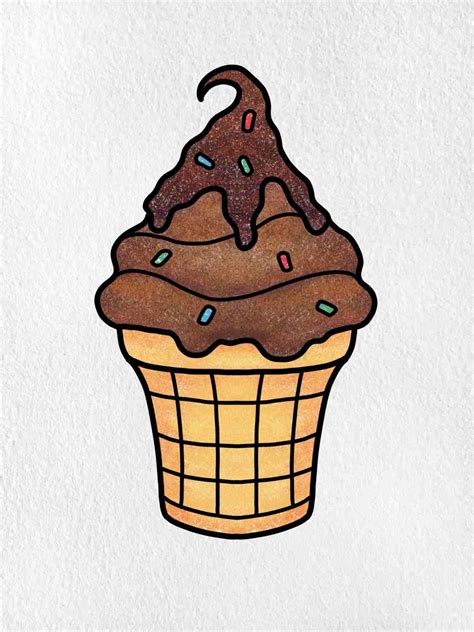 Chocolate Ice Cream Drawing Helloartsy