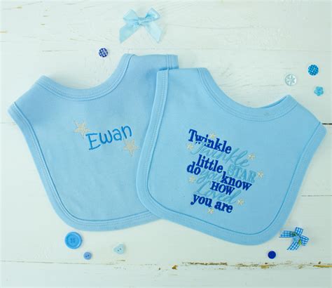 Personalised Baby Bib Set Blue Heavensent Baby Ts