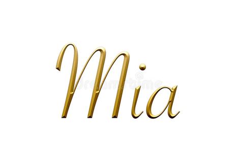 Mia Female Name Gold 3d Icon On White Background Decorative Font