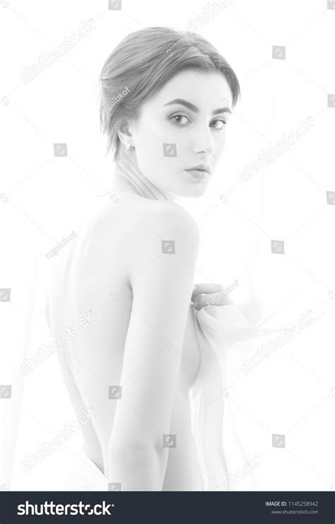 Naked Sensual Woman Veil On White Stock Photo 1145258942 Shutterstock