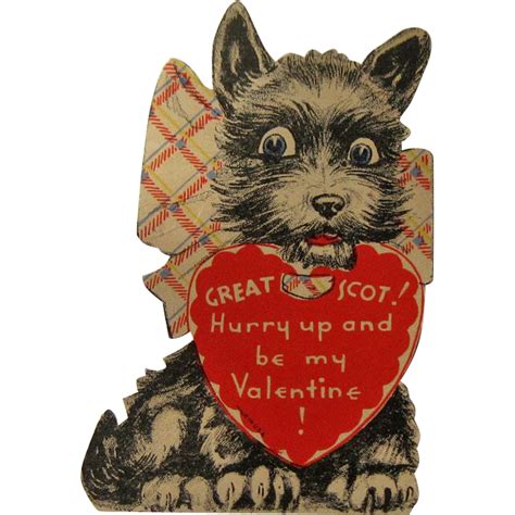 Vintage Scottie Dog Valentine / Valentine's Day Card / USA Valentine from antique-ables on Ruby Lane