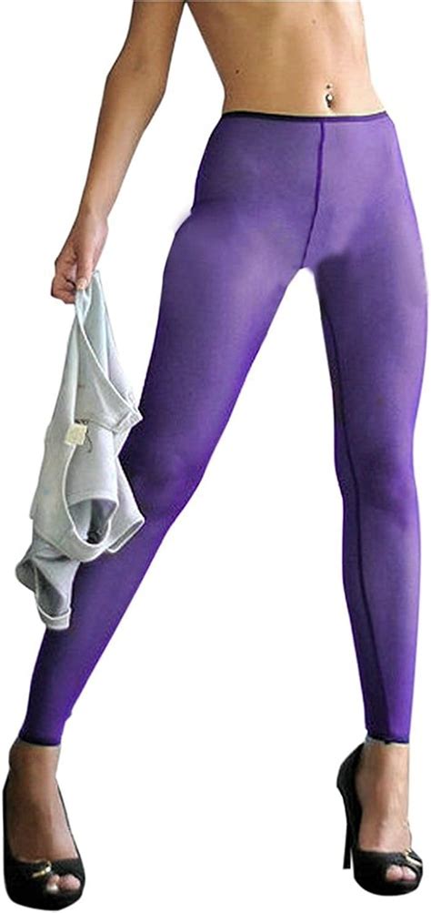 Lazutom Sexy Women See Through Sheer Mesh Pants Leggings Purple At Amazon Womens Clothing Store