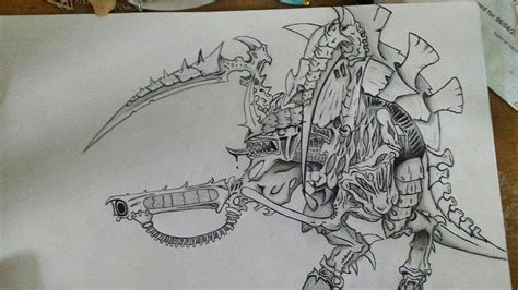 Tyranid Carnifex Black And White Ink Drawing Ink Drawing Tyranids