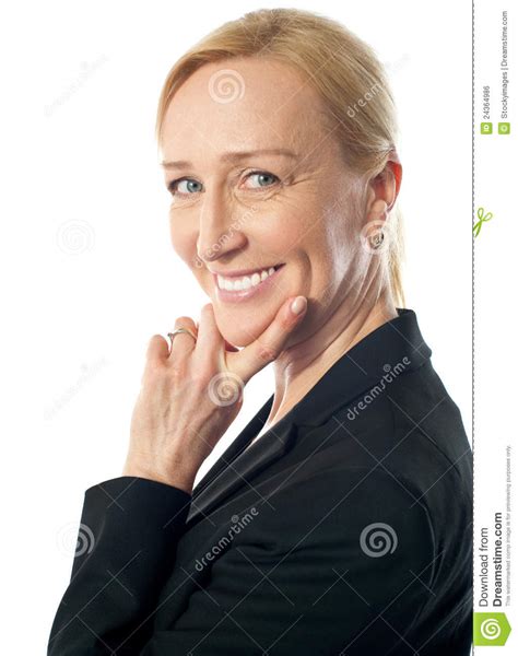 Smiling Senior Corporate Woman Closeup Stock Photo Image Of Adult