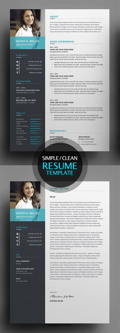 Fresh Simple Clean Resume Templates And Cover Letter Design