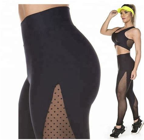 wholesale fashion custom dots mesh fitness women sexy yoga pants buy yoga pants women sexy