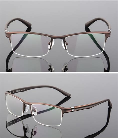 Cubojue Titanium Glasses Men Semi Rimless Prescription Spectacles