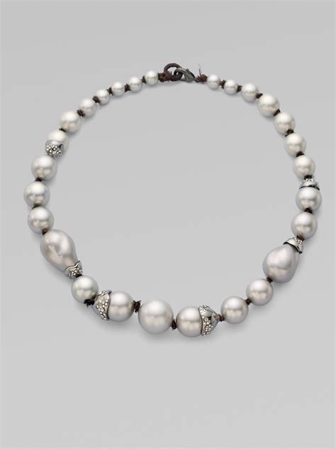 Alexis Bittar Baroque Shell Pearl Necklace In Metallic Lyst