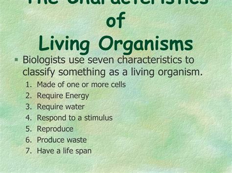 7 Basic Characteristics Of Living Things Concept Map Answers Map