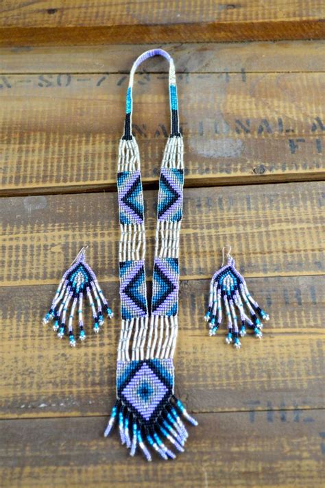 Vintage Native American Beaded Jewelry Necklace And Earring Etsy