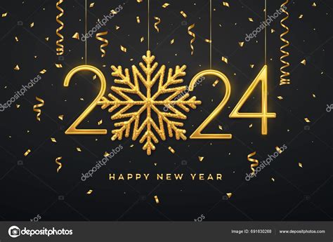 Frohes Neues Jahr 2024 Hanging Golden Metallic Zahlen 2024 Mit Stock