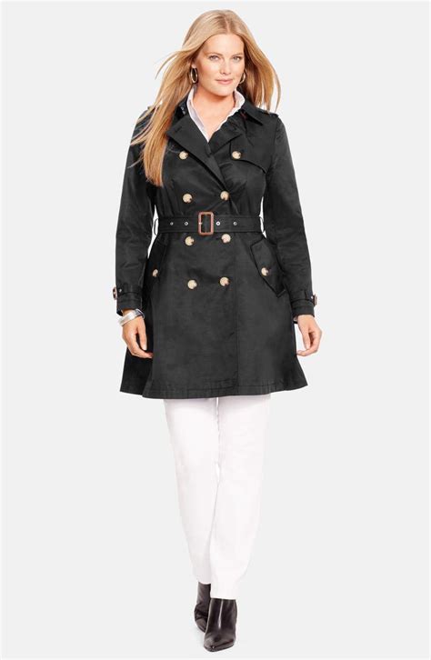 lauren ralph lauren double breasted skirted trench coat plus size nordstrom