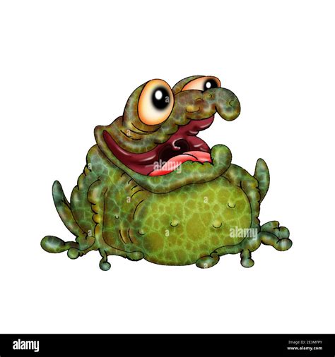Croaking Goggle Eyed Toad Illustration On White Background Stock Photo
