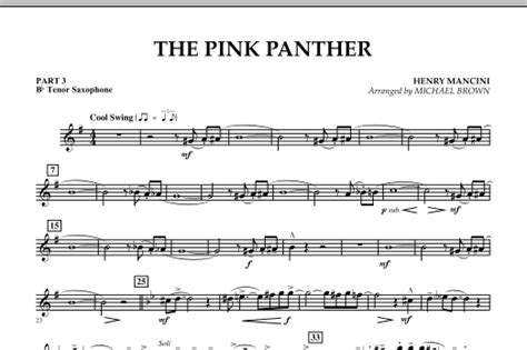 The Pink Panther Pt3 Bb Tenor Saxophone Sheet Music Michael