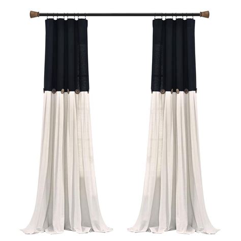 Blackwhite Linen Rod Pocket Room Darkening Curtain 40 In W X 84 In