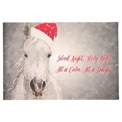 Christmas Horse Holiday Greetings Doormat Christmas Horses Silver