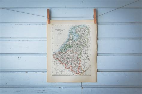 1901 vintage netherlands and belgium map etsy