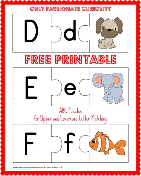 Alphabet Puzzle Match Ups Centers 3 Sets Free Printable Abc Puzzles