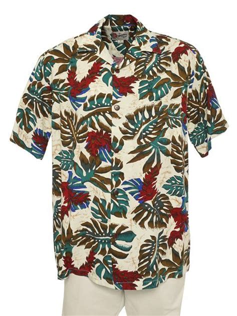 Hilo Hattie Red Ginger Cream Rayon Men S Hawaiian Shirt AlohaOutlet