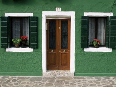 Door And Windows Of A House Burano Venice Veneto Italy