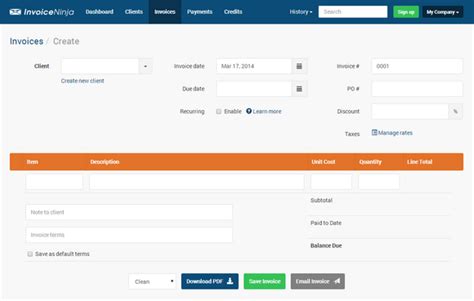 Invoice Ninja Open Source Intuitive Invoicing Tool Web Resources