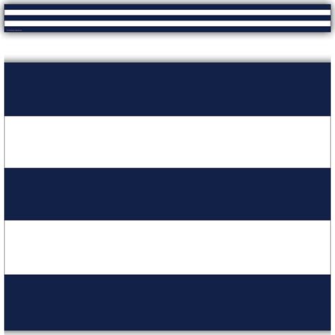 Navy Blue And White Stripes Straight Border Trim Tcr5289 Teacher