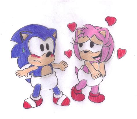 Baby Sonic And Amy By Sparksechidna On Deviantart