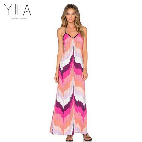 Yilia 2018 Summer Sexy Halter Long Maxi Dress Women Fashion Print
