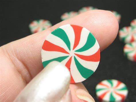 Fake Peppermint Candies Christmas Craft Cabochon Holiday Etsy