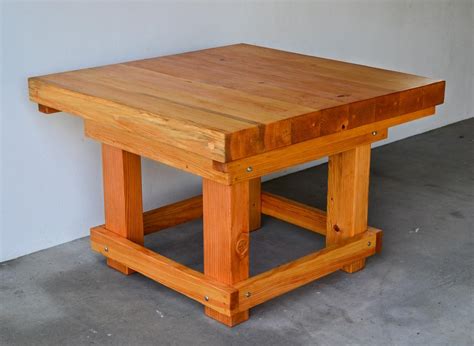Heavy Duty Wood Workshop Table Solid Redwood Table