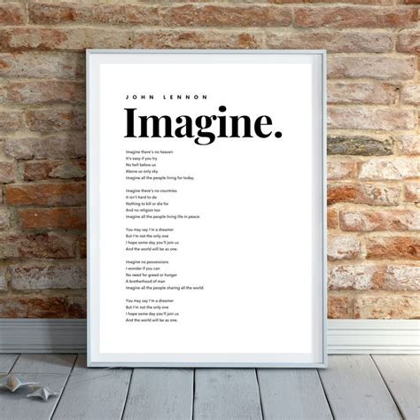 Imagine Song Lyrics Beatles Art Imagine Print Beatles Print Ts