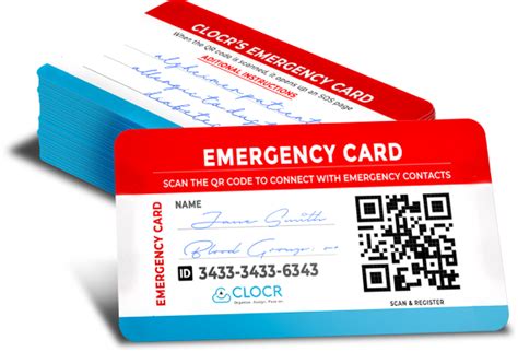 Emergency Contact Emergency Preparedness Medical Id Cards Clocr
