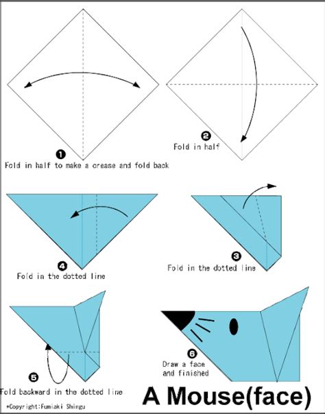 Mouseface Easy Origami Instructions For Kids
