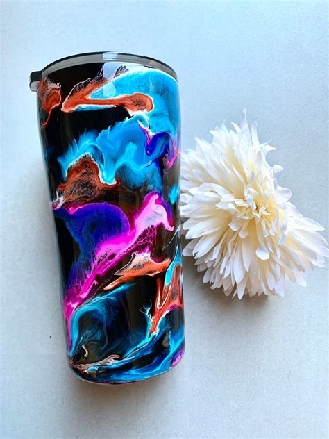 alcohol ink tumbler custom tumbler custom epoxy etsy