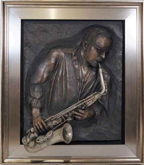 Bill Mack Jazzman Sculpture En Bronze En Ronde Bosse Patine Brune Et Arg