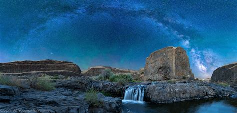 The Milky Way Rising Over The Palouse River Near Palouse Falls Wa
