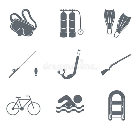 Sport And Recreation Icons Set Stock Vector Illustration Of Line