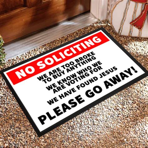 No Soliciting Doormat Please Go Away Entrance Floor Doormat Etsy