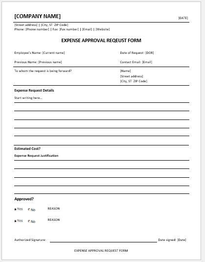 expense approval request forms ms word word excel