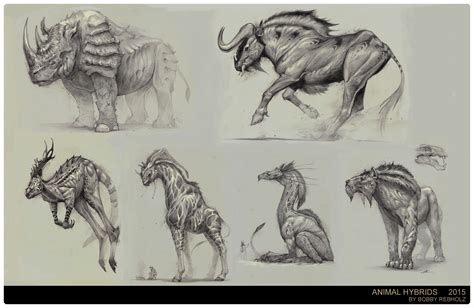 Easy Hybrid Animals Drawings Hyena Wild Animal Line Art Drawing