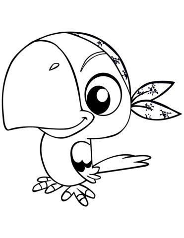 Characteristic features of parrots include a strong, curved bill, an upright stance, strong legs, and clawed zygodactyl feet. Cute Pirate Parrot coloring page | Free Printable Coloring ...