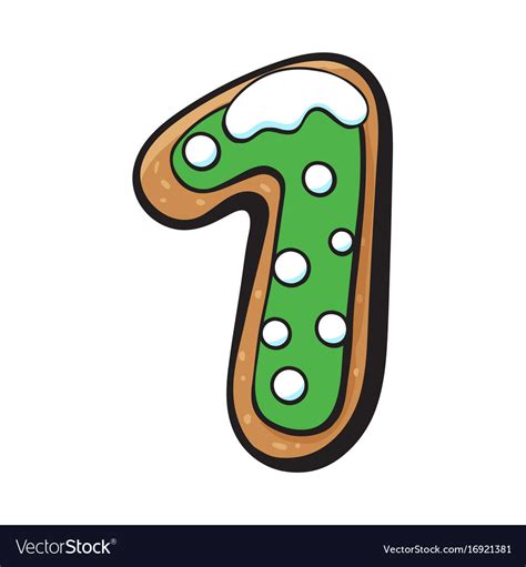 Christmas Gingerbread Cookie One 1 Number Vector Image